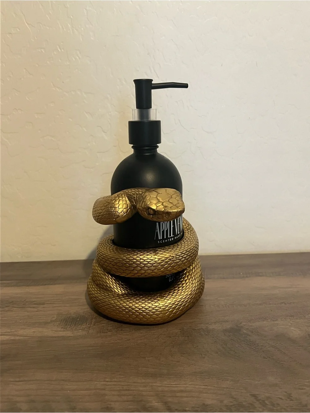 Gold Snake Resin Soap Dispenser w/ Matte Black Apple Venom Soap Dispenser